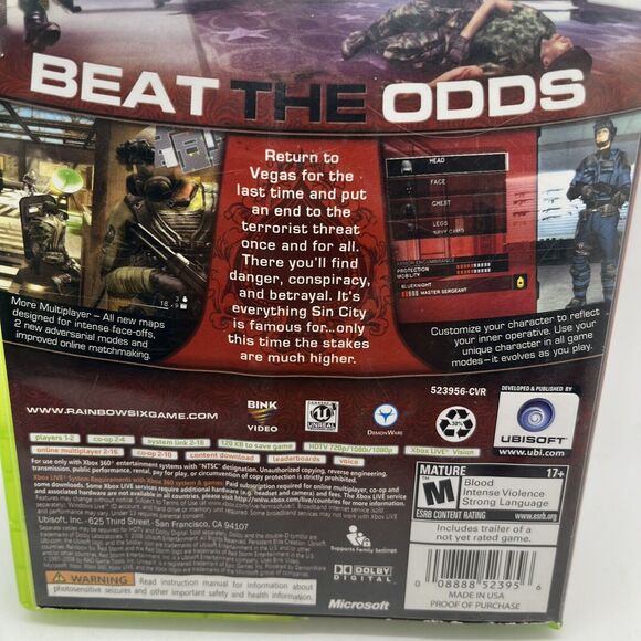 Tom Clancy's Rainbow Six: Vegas 2 (Microsoft Xbox 360, 2008) CIB W/ Bonus Disc - Picture 4 of 9